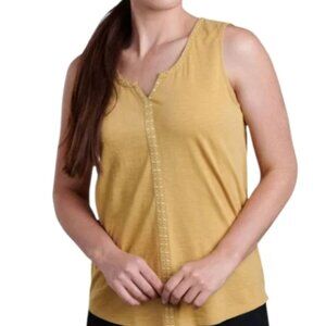Women’s Kuhl Shay Tank Top Honey Organic Cotton Embroidered Sz Large Sustainable